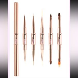 3Sets Nail Art Set 6 brushes dualends rosegold caps for bothends NEWin packaging